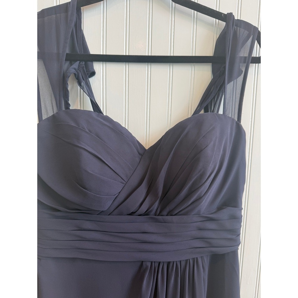 Bill Levkoff navy blue chiffon ruched bodice sweetheart neckline bridesmaid prom - Picture 4 of 4